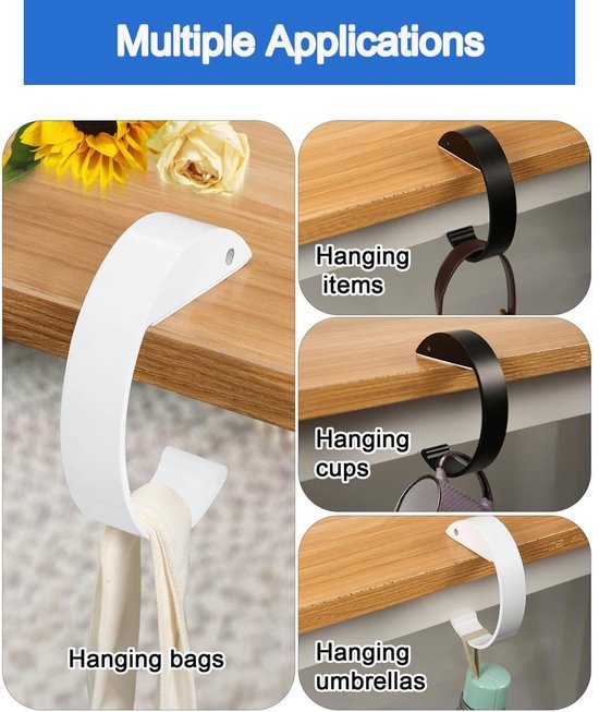 Unyqoos® Tafel Handtashouders Set van 2 - Antislip en Robuuste Zakhaken voor Bureau en Kantoor