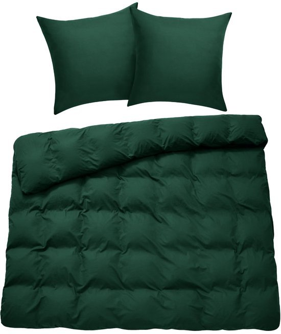 Unyqoos® Luxe donkergroene katoenen beddengoedset met ritssluiting en kussenslopen