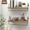Unyqoos® Ruimtebesparend houten wandrek met handdoekhouder en haken, set van 2 voor diverse ruimtes