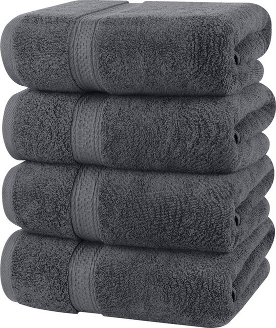Unyqoos® Luxueuze Set van 4 Zachte Badhanddoeken van Hoogwaardig Katoen 600 g/m² voor Optimaal Comfort