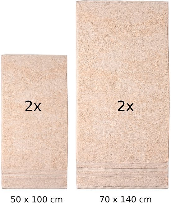 Unyqoos® Deluxe 4-delige katoenen handdoekenset met diverse maten voor ultiem comfort en absorptie