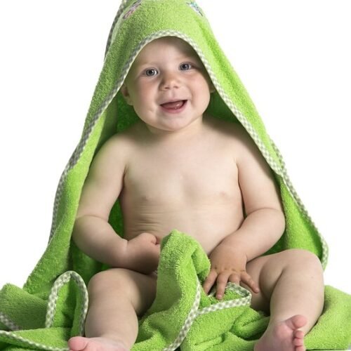 550x655.jpg Unyqoos ® Groene Baby Handdoek met Capuchon, 100x100 cm, Zacht en Absorberend Katoen