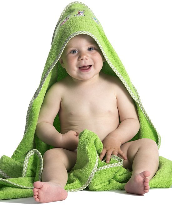Unyqoos ® Groene Baby Handdoek met Capuchon, 100x100 cm, Zacht en Absorberend Katoen