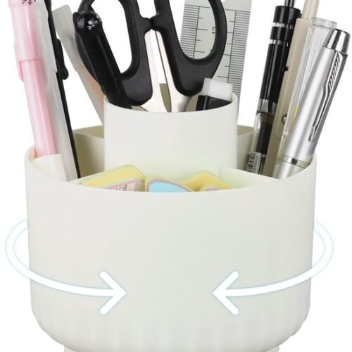 Unyqoos® Draaibare witte bureau-organizer met vijf ruime vakken voor pennen en meer