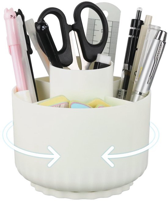 Unyqoos® Draaibare witte bureau-organizer met vijf ruime vakken voor pennen en meer Unyqoos® Draaibare witte bureau-organizer met vijf ruime vakken voor pennen en meer