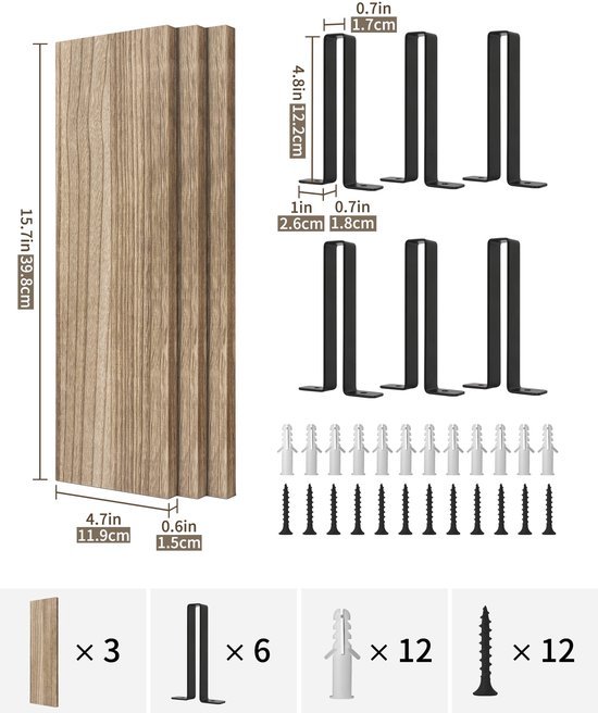Unyqoos ® Stijlvolle Industriële Zwevende Wandplanken Set van 3 met Verplaatsbare Houders voor Elke Ruimte