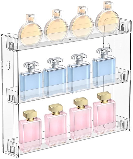 Unyqoos® Transparant acryl wandrek zonder boren voor efficiënte opbergruimte