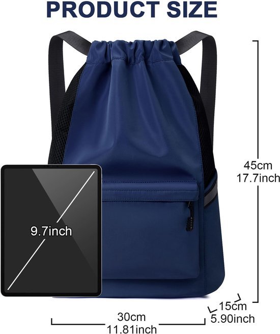 Unyqoos® Veelzijdige Waterdichte Rugzak met Trekkoordsluiting en Reflecterende Strepen voor Sport en Reis