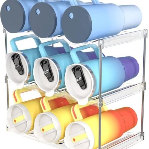 Unyqoos® Stapelbare flessenhouder voor kast met drie lagen voor negen waterflessen
