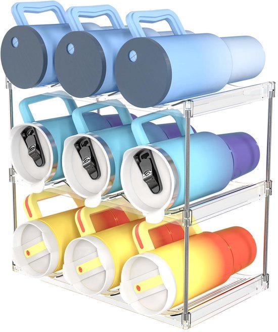 550x656-32.jpg Unyqoos® Stapelbare flessenhouder voor kast met drie lagen voor negen waterflessen