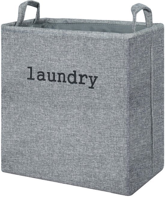 Unyqoos ® Opvouwbare Stoffen Wasmand met Handvatten voor Diverse Ruimtes in Huis, 35 Liter Capaciteit, Grijs