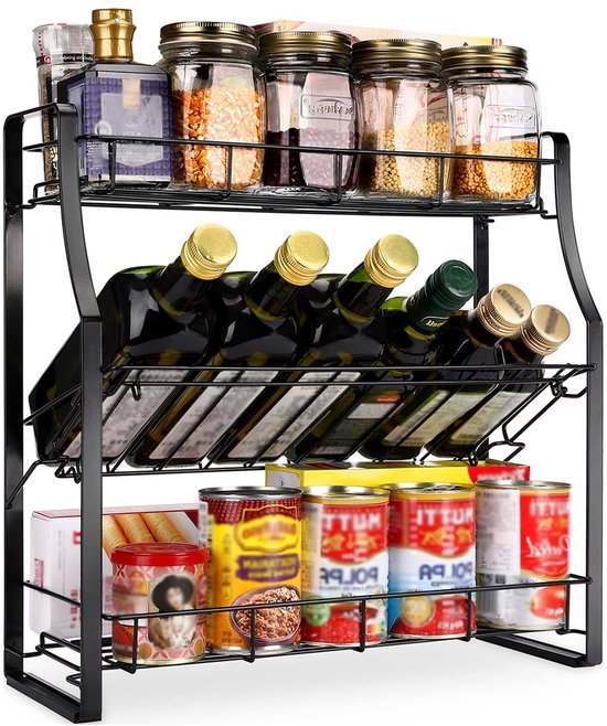 Unyqoos® Kruidenrek met 3 Niveaus en Multifunctionele Opbergmogelijkheden voor Keuken en Badkamer