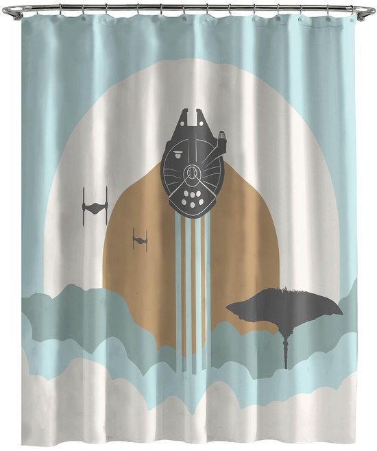 Unyqoos® Droom weg onder een Galactisch Douchegordijn met Ruimtevaart Thema, 178 x 182 cm, Perfect voor Badkamer Avonturen