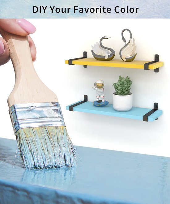 Unyqoos ® Stijlvolle Industriële Zwevende Wandplanken Set van 3 met Verplaatsbare Houders voor Elke Ruimte