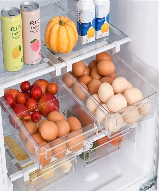 550x660-58.jpg Unyqoos® Transparante en Stapelbare Koelkastorganizer voor Optimaal Keukenbeheer