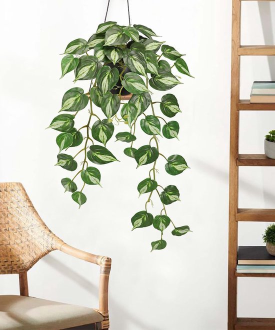 Unyqoos® Realistische hangende kunstplant met hartvormige bladeren voor thuisdecoratie