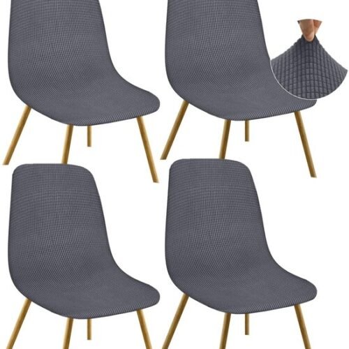 Unyqoos® Elastische grijze eetkamerstoelhoezen voor stijlvolle bescherming en vernieuwing