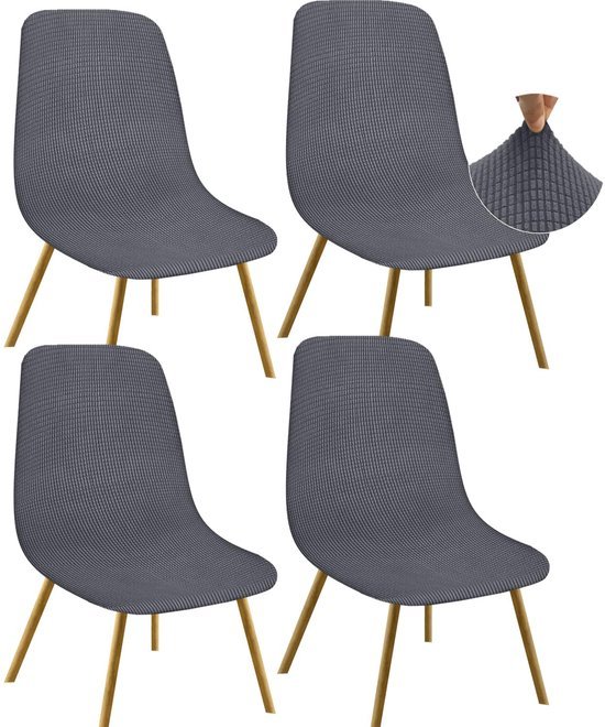 Unyqoos® Elastische grijze eetkamerstoelhoezen voor stijlvolle bescherming en vernieuwing