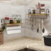 Unyqoos® Ruimtebesparend houten wandrek met handdoekhouder en haken, set van 2 voor diverse ruimtes