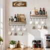 Unyqoos® Ruimtebesparend houten wandrek met handdoekhouder en haken, set van 2 voor diverse ruimtes