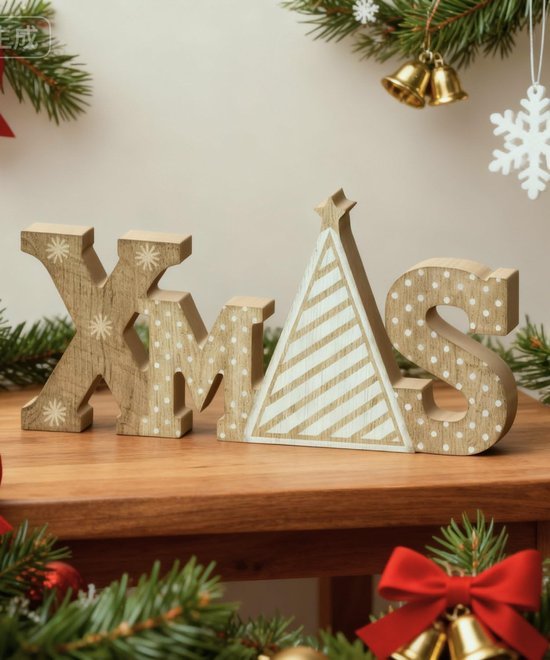 Unyqoos® Houten kerstdecoratie met kerstboomontwerp voor interieur en tafel