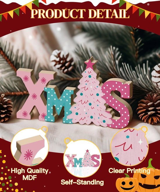 Unyqoos® Decoratief houten bord met kerstboom motief voor sfeervolle kerstdecoratie