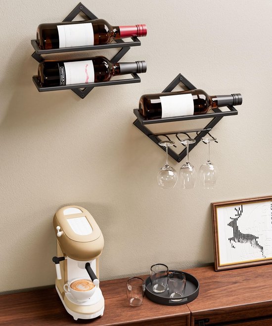 550x660-96.jpg Unyqoos® Stijlvol wandgemonteerd wijnrek met glazenhouder voor woonkamer en keuken