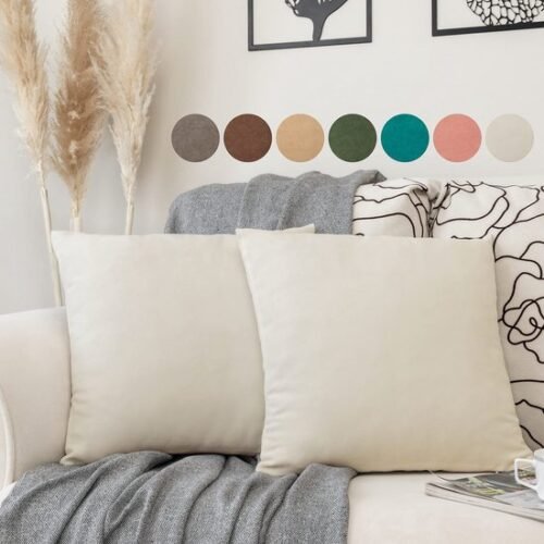 Unyqoos ® Fluweelzachte Sierkussenhoezen Set van 2 - Elegante Marmerlook - 40 x 40 cm - Wit