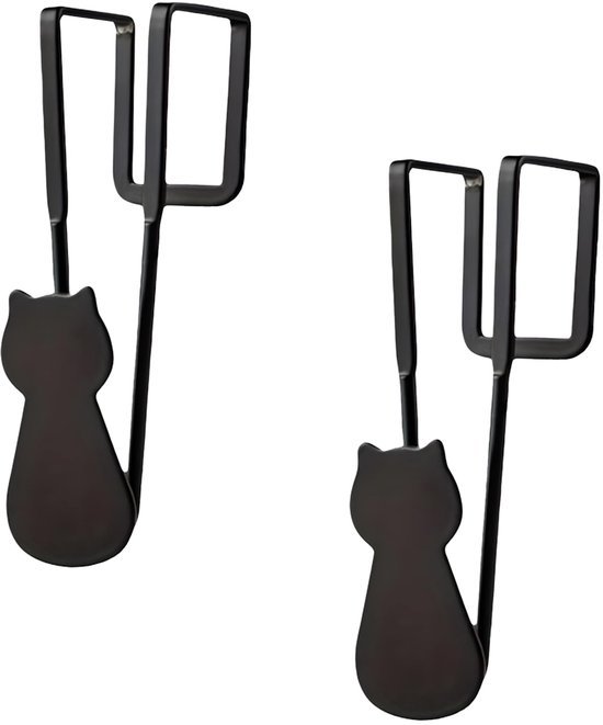 Unyqoos® Set van 2 smeedijzeren deurhaken met kattenmotief voor handdoeken en sleutels