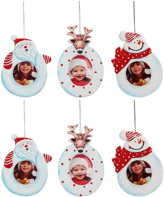 Unyqoos ® Unieke Fotolijst Hangers voor Kerstboom - Set van 6 Decoratieve Fotohouders