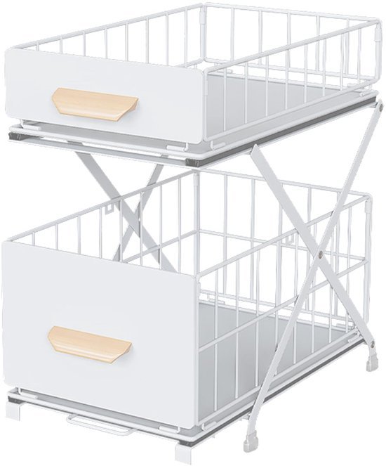 Unyqoos® Uittrekbaar keukenrek met twee lagen voor kruiden en flessen opslag