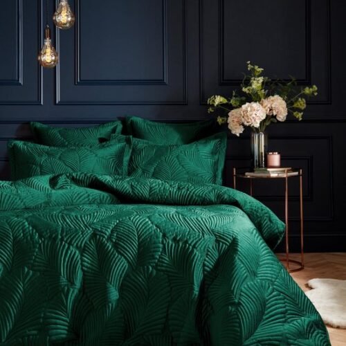 Unyqoos® Luxe smaragdgroene dekbedovertrekset met fluweel en katoenen achterkant