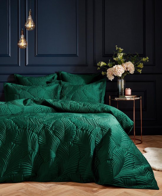 Unyqoos® Luxe smaragdgroene dekbedovertrekset met fluweel en katoenen achterkant