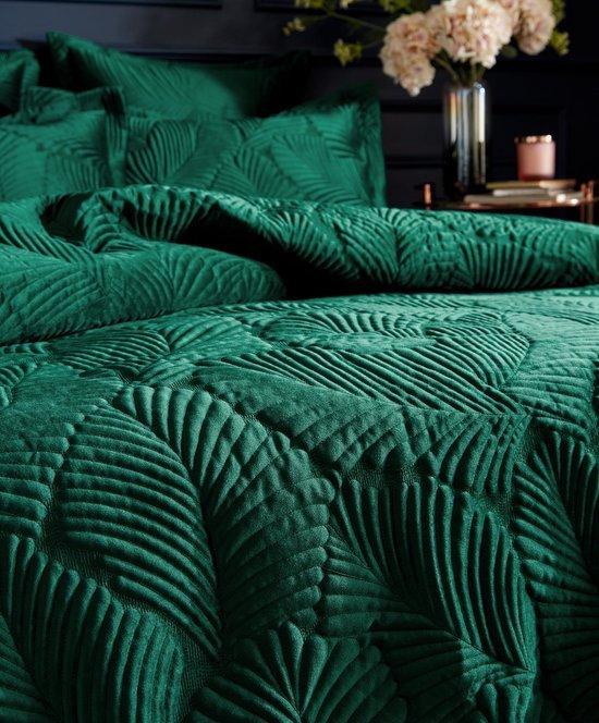 Unyqoos® Luxe smaragdgroene dekbedovertrekset met fluweel en katoenen achterkant