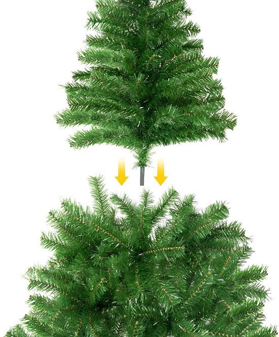 Unyqoos® Glittergroene kunstkerstboom met metalen standaard en flexibele takken