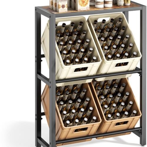 550x665-13.jpg Unyqoos® Ruimtebesparend metalen drankrek met houten plank en verstelbare poten