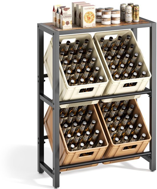 550x665-13.jpg Unyqoos® Ruimtebesparend metalen drankrek met houten plank en verstelbare poten