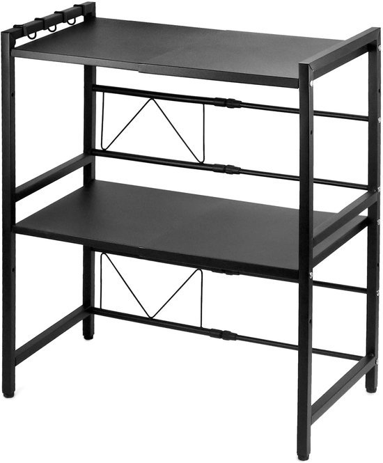 550x665-16.jpg Unyqoos® Verstelbaar en stevig magnetronrek met haken voor veelzijdig keuken gebruik