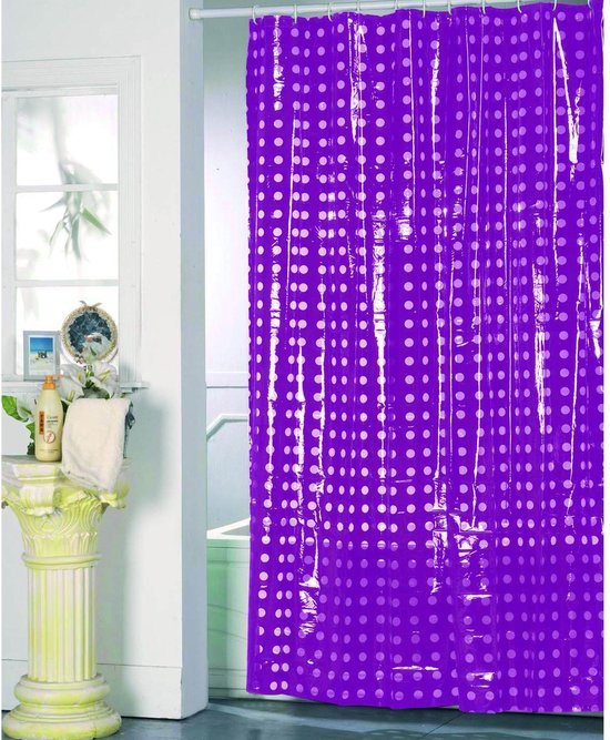 Unyqoos® Waterafstotend en Antibacterieel Douchegordijn met Ringen in Paars Design