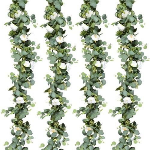 550x667-5.jpg Unyqoos® Set van 4 decoratieve kunstslingers met rozen en eucalyptusbladeren