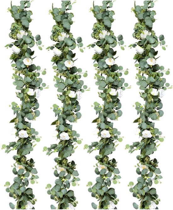 550x667-5.jpg Unyqoos® Set van 4 decoratieve kunstslingers met rozen en eucalyptusbladeren