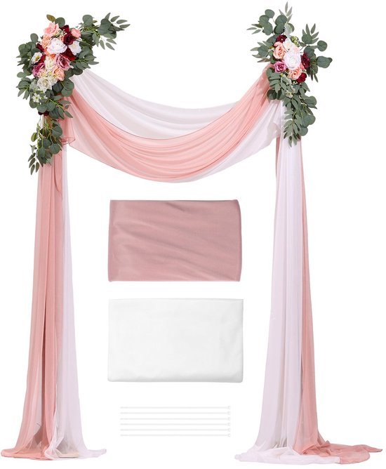 Unyqoos® Romantisch bloemenarrangement voor huwelijksbogen met zijden bloemen en gordijnen