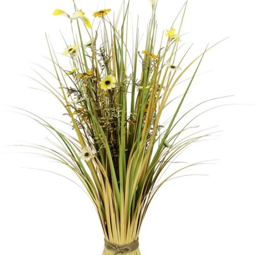 Unyqoos® Realistisch ogend kunstgras met bloemen voor sfeervolle interieurdecoratie, gras, 65 cm