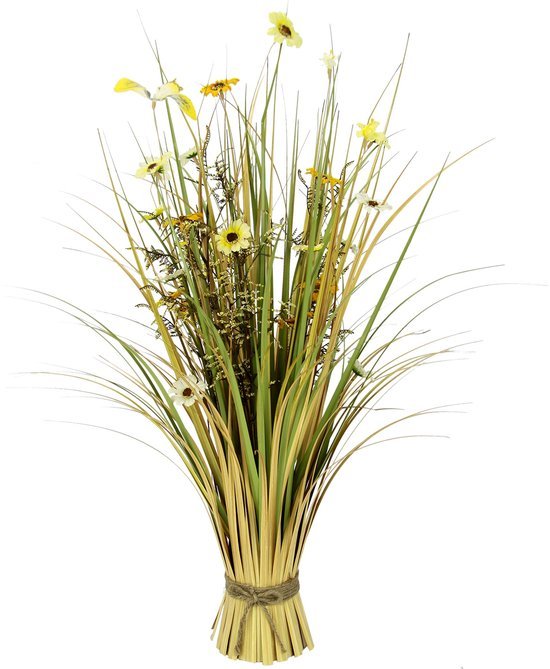 Unyqoos® Realistisch ogend kunstgras met bloemen voor sfeervolle interieurdecoratie, gras, 65 cm