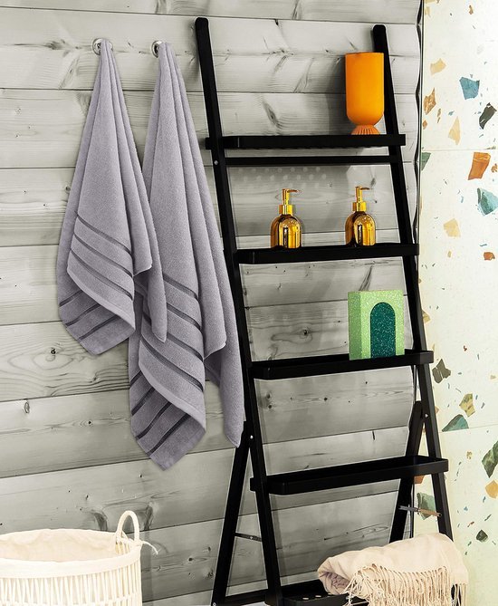 Unyqoos ® Luxueuze 8-delige Handdoekenset van Hoogwaardige Katoenmix met Ophanglus in Stijlvol Grijs