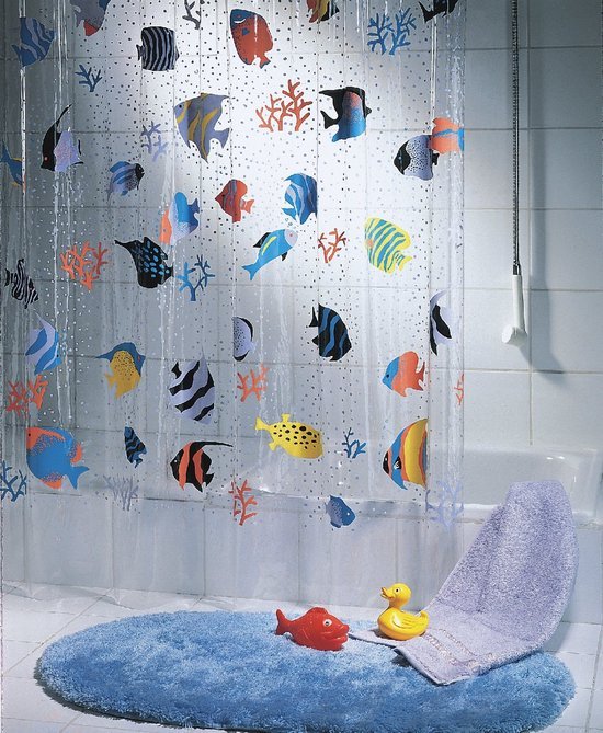 Unyqoos® Douchegordijn met Kleurrijk Vissendesign voor Stijlvolle Badkamerervaring