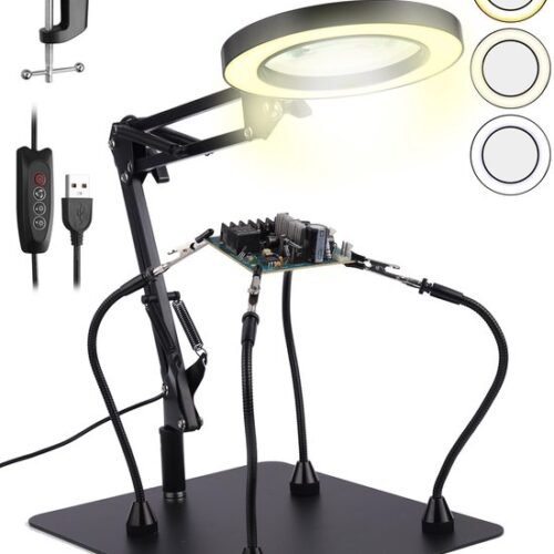 Unyqoos® Magnetische soldeerhulp met loep en LED-verlichting voor precisiewerk