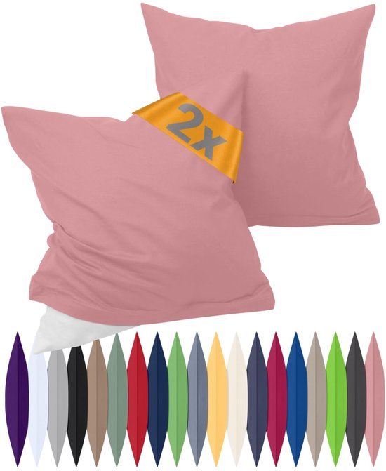 550x671-12.jpg Unyqoos® Set van twee stijlvol eenvoudige kussenslopen van katoen in oudroze tint