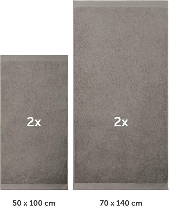 Unyqoos ® 4-Delige Luxe Handdoekenset van Hoogwaardig Katoen voor Optimale Absorptie en Comfort 2 x (70 x 140 cm) + handdoek 2 x 50 x 100 cm