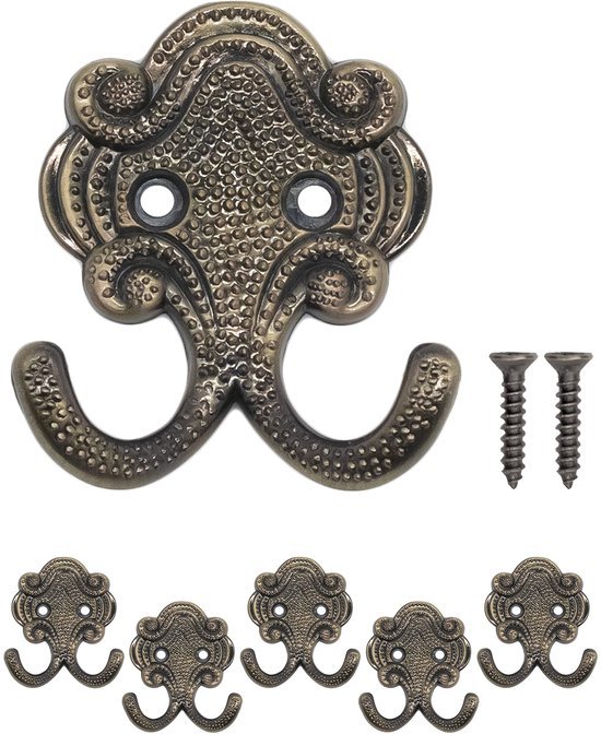 550x672-12.jpg Unyqoos® Set van 5 klassieke dubbele haken in antiek bronzen ontwerp voor veelzijdig gebruik
